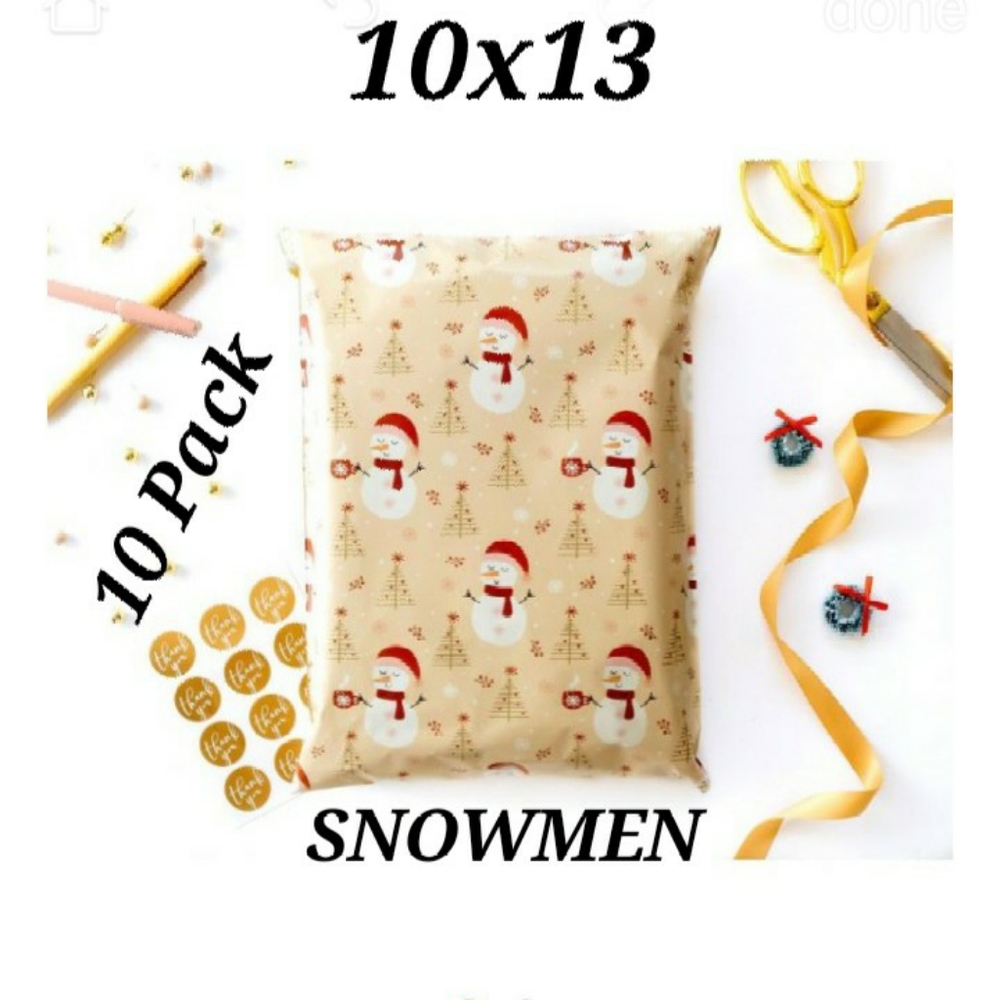 Wintery Snowmen Poly-mailers 10x13 Includes a pack of 10